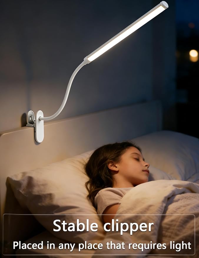 2 Pack LED Clip On Reading Light,Desk Lamp with Clamp,Curved Monitor Light Bar,Bedside Table Lamp for Home Office Bedroom Dorm Study Workbench Task Lighting,Eye Caring Computer Screen Lamp