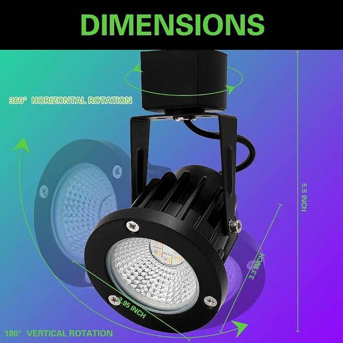 12W RGBW Track Lights Head,Color Changing Track Lighting Head Compatible with H Type Rail,16 Color RGB Track Light for Accent Retail Artwork,Task,Game-6 Pack (Black)