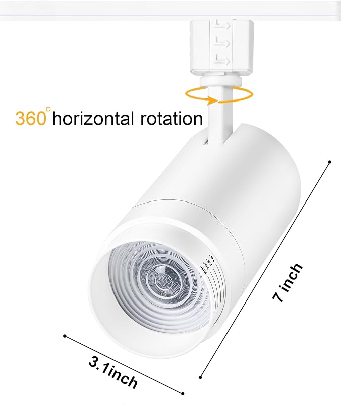 Zoomable 30W LED Track Lighting Heads,2700K-6500K Stepless Dimming H Type Dimmable Rail Ceiling Track Lights Fixtures,3000LM,Flicker Free 15°to 60°CRI90,White 6 Pack