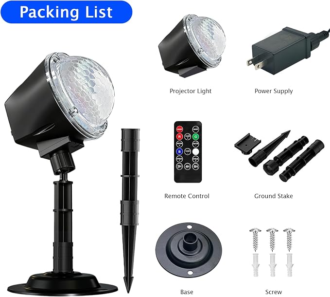 Christmas Ocean Wave Projector Light Outdoor，Halloween Water Effect Lamp | 15 Colors , Remote & Timer, IP65 Weatherproof, Indoor for Yard, House Parties, Holiday,Wedding, Bedroom Ceiling Decor