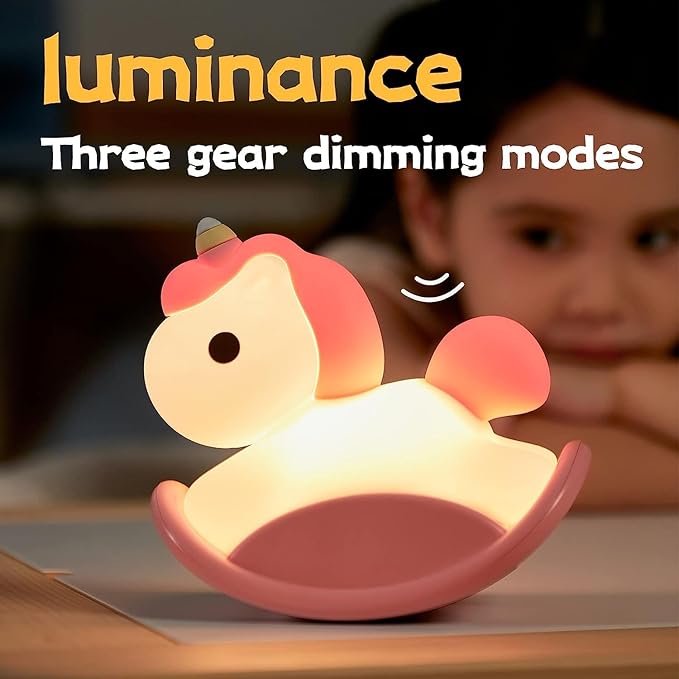 Night Light for Kids, Cute Squishy Unicorns Bedside Lamp, Kawaii Animals Silicon Light Up for Boys and Girls, LED Decor Nightlight for Toddler Bedroom and Kid Room.