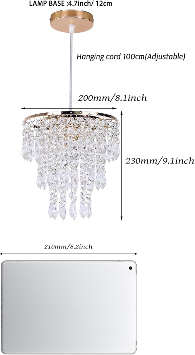 FRIXCHUR Small Gold Chandeliers Flush Mount Chandeliers Ceiling Lights for Girls Bedroom Modern Raindrop Crystal Hanging Light Fixture for Hallway Dining Room Kids Room E26