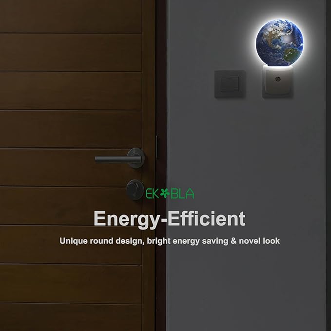 EKOBLA Earth Novelty Plug-in Nightlights Blue Planet Ocean Mountain Space Universe Night Lights Plug into Wall Auto Sensor LED for Boys Girls Men Women Home Decor Holiday Gifts