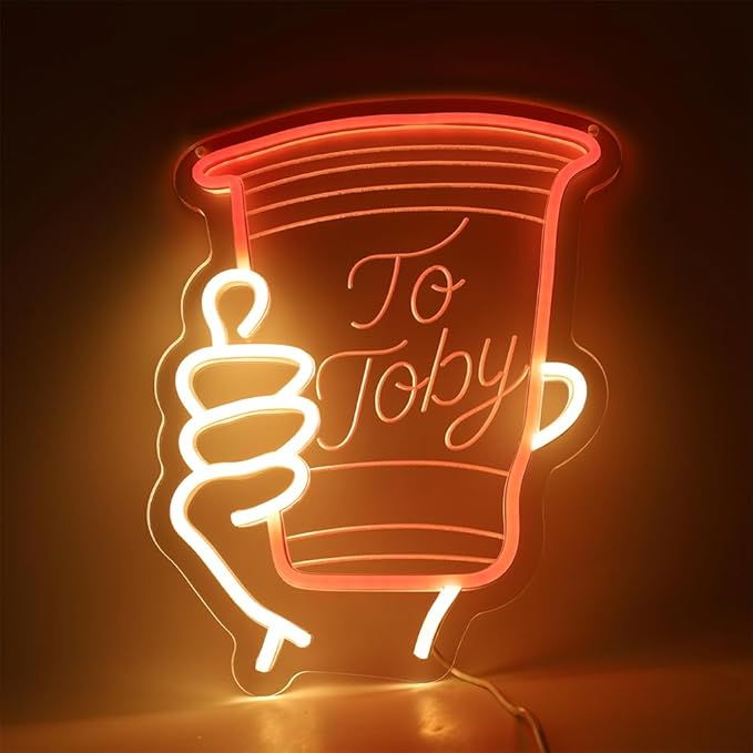 Red Solo Cup Toby Neon Sign - A Tribute to the Country Music Singer - Fun Bar Decor for Country Music Lovers and Party Nights13.4 * 10.4 Inch