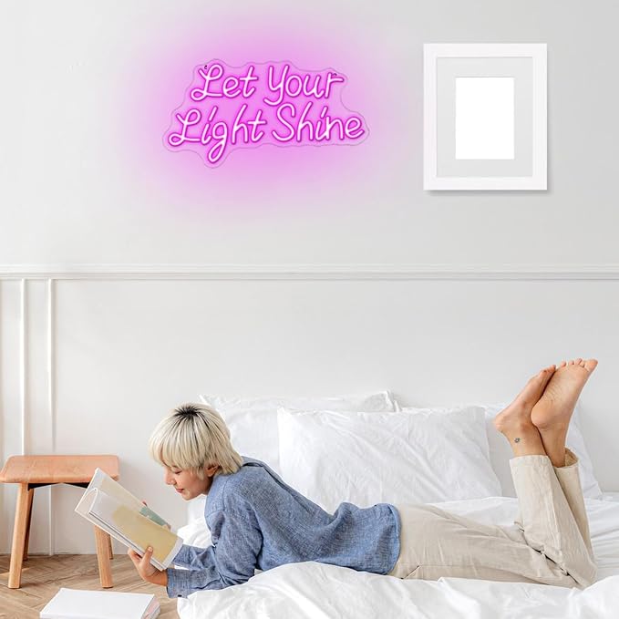 Let Your Light Shine Neon Sign for Wall Decor, Bible Verse Jesus Neon Light, Dimmable Letter Light Up LED Sign for Prayer Room, Religious Christian Room Decoration