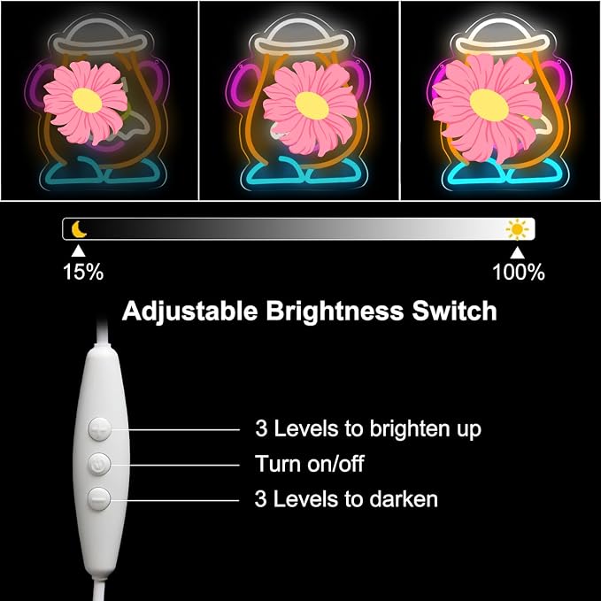 Cartoon Potato Figure Neon Sign Wall Decor for Boys Girls Room | USB powered dimmable colorful cartoon potato farmer neon with hat design, cute cartoon character gift for cartoon movie fans