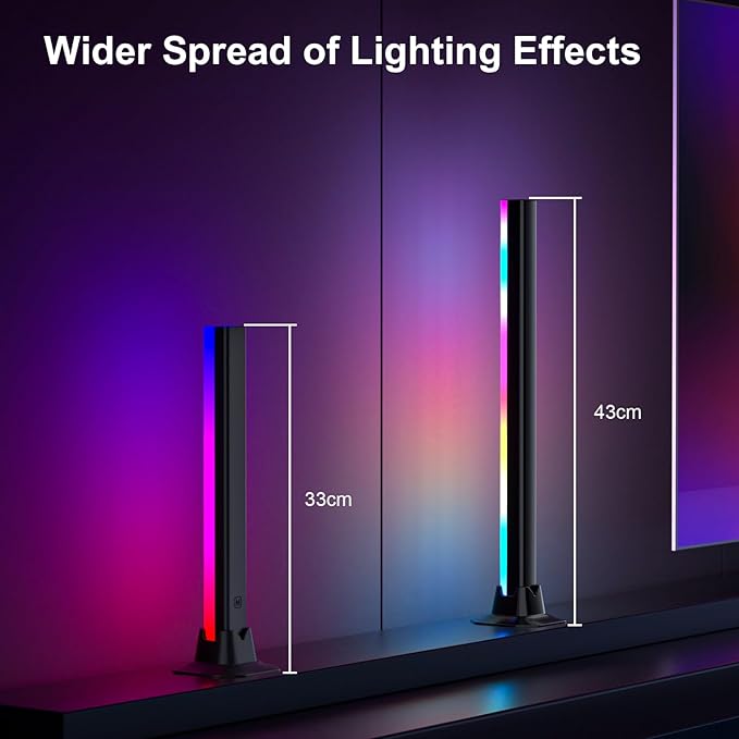 MIHEAL 16.53" RGB Light Bar, Music Sync RGB LED Lights Bar, USB Powered Mood Lighting, Remote Control Color Changing Gaming TV Backlight, 8 Dynamic Modes for PC Room Monitor Desk