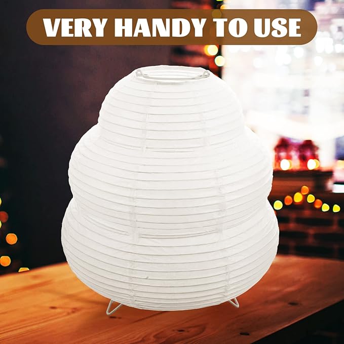 Japanese Rice Paper Lantern Lamp - E14 Base Night Light with Us Plug for Bedroom, Living Room, Kids Room - Cozy Orange Paper Lamp for Home Decor