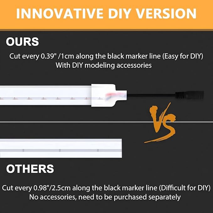 Lamomo Warm White Led Strip Lights 32.8Ft, 2 Roll Neon Rope Strip 0.39In/Cut, 12V Flex Waterproof Silicone DIY Neon Sign for Kitchen Bedroom Commercial Decor, 6mm Width（Power Adapter not Included）