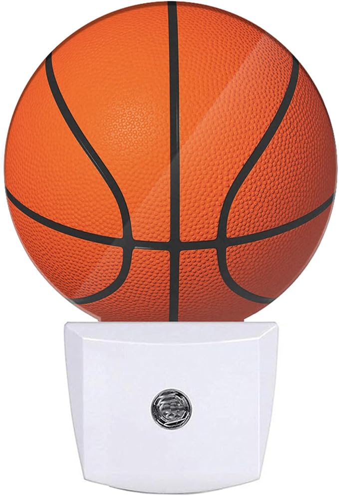 Sports Night Light Basketball Night Lamp for Boys Men Basketball Room Decor American Ball Night Lights Plug into Wall Dusk to Dawn Sensor for Birthday Christmas Gifts