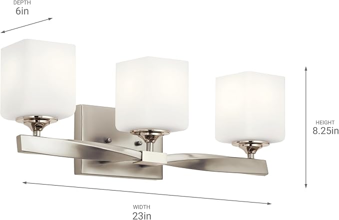 Kichler Marette 3-Light Bathroom Vanity Light, Brushed Nickel