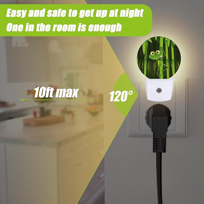 Cute Frog Night Light,Green Forest Night Lights Plug into Wall for Kitchens Toilets Bedroom Decorative Half Round Nightlight Led Lamp 0.5W Sleep Friendly