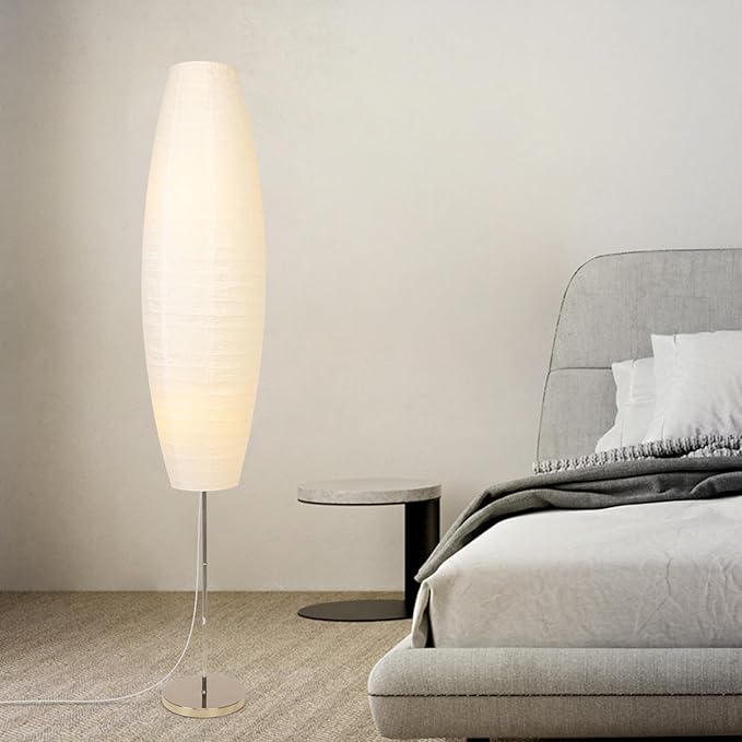 Paper Floor Lamp, 59'' Minimalist Japanese Lamp, Perfect for Living Room, Office, Bedroom, Kids Room, Reading, Home Decor- no Bulb（Oval 2 Pack）