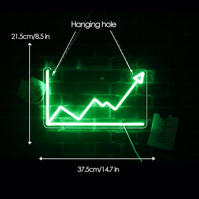 Stock Market Trend Neon Sign Day Trading Line Chart Neon Light LED Neon Sign for Wall Decor LED Neon Light for Trading Room Bar Man Cave Wall Art Finance Day Trading Accessories Gift