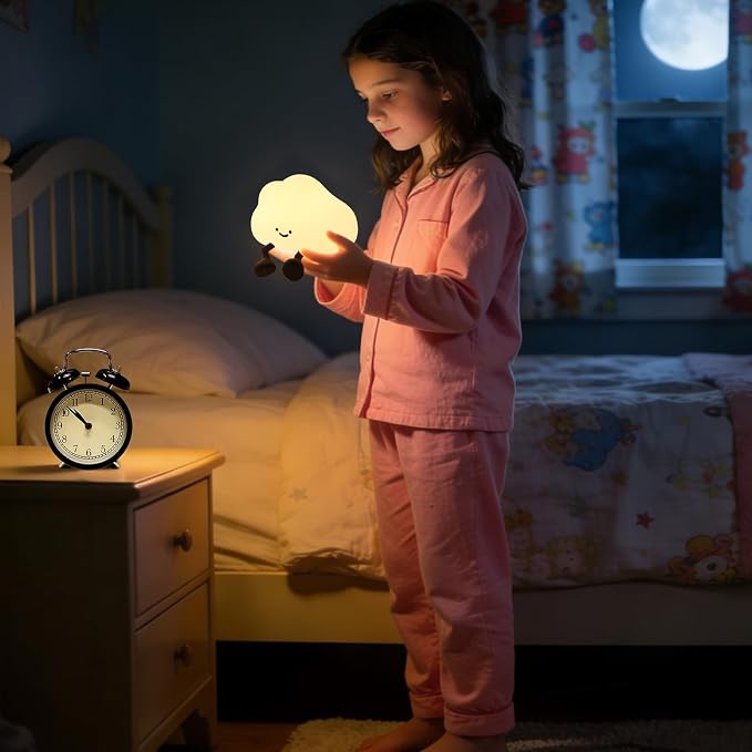 YISUN Cloud Night Light, Cute Silicone Nightlight for Baby Toddler, Rechargeable LED Nursery Lamp with Timer, 3 Level Dimmable Soft Squishy Night Lamp Gift for Bedroom Kids Room Decor