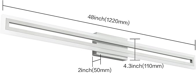 SOLFART Bathroom Vanity Light Fixtures 48 Inch Led Brushed Nickel Bathroom Light Fixtures 6000K