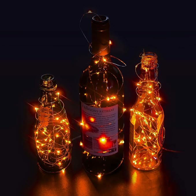 ANJAYLIA Orange Halloween Fairy String Lights Battery Operated, 10Ft 30 LED | Silver wire, Battery Powered String Lights for Halloween, Thanksgiving, Fall, Christmas Party Decoration
