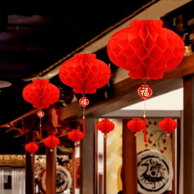 10 Inch Red Paper Lanterns Chinese Lanterns Festival Decorations for Home, Wedding and Restaurant(Set of 10)