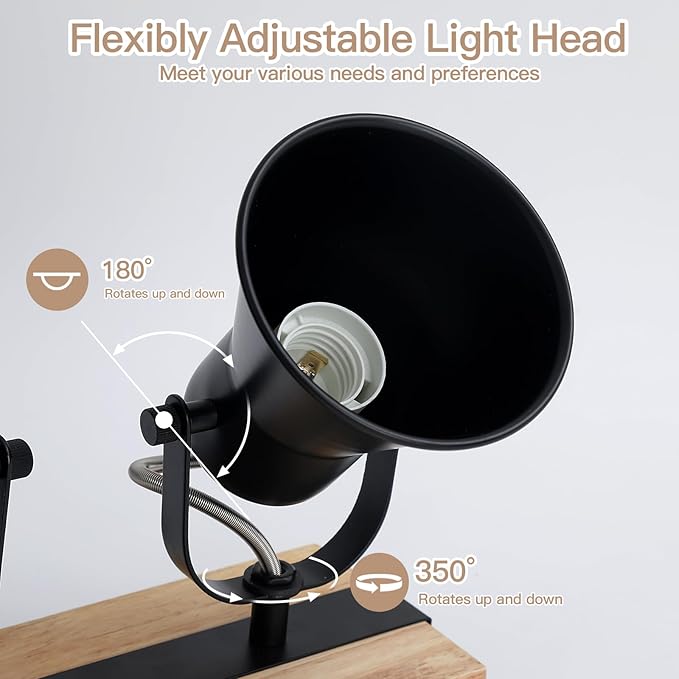 SEEBLEN 4-Lights Rustic Flush Mount Ceiling Light, Industrial Track Lighting Fixture, Rotatable Kitchen Track Lighting with Wood Base for Sink Dining Room, Living Room