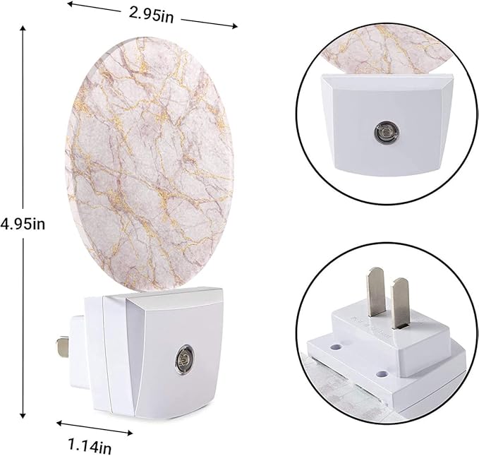 EKOBLA Marble Pattern Night Light, Plug-in Pink Wall Lamp, LED Home Decor Round Light for Girls Boys Grandma Grandpa