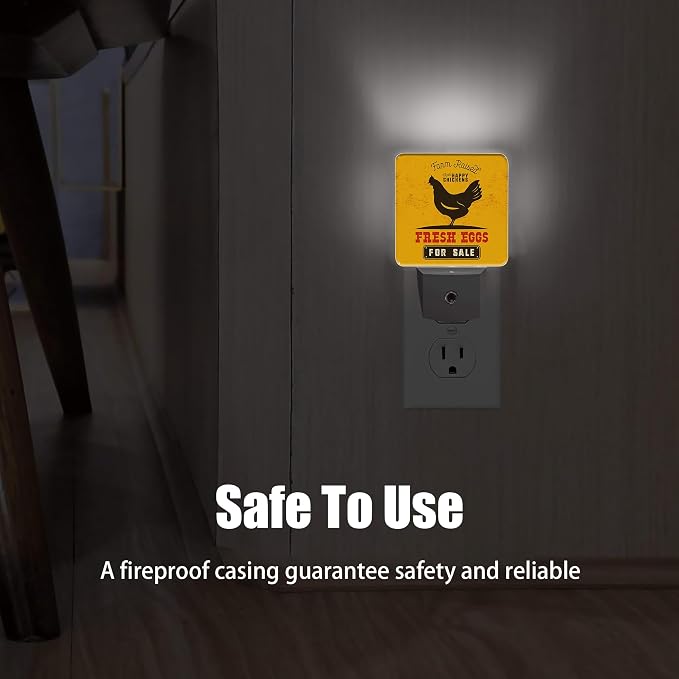 Retro Farm Rooster Night Light Plug in Wall Lamp Smart Dusk to Dawn Sensor for Home Decorative, Kids Room Bedroom Bathroom Kitchen Hallway Gifts
