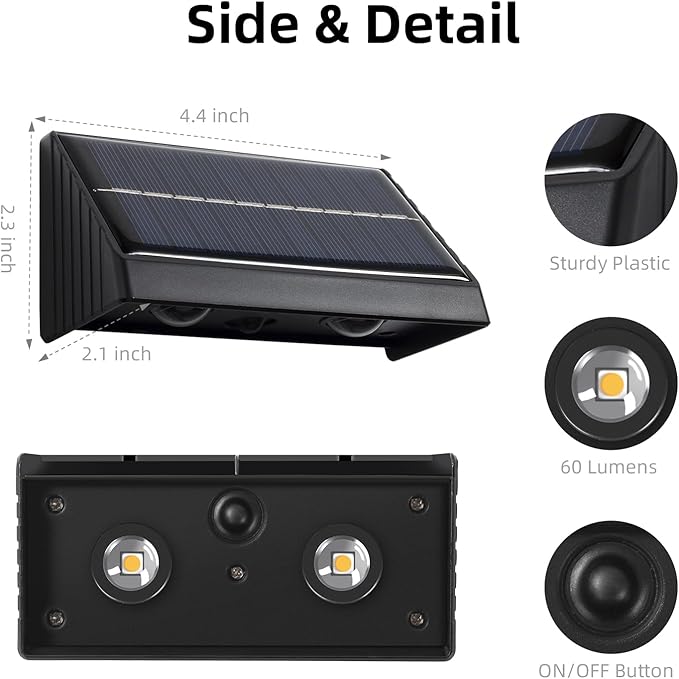 Solar Lights Outdoor Waterproof LED Convex Lens 3000K Warm Dusk to Dawn Solar Powered Light for Deck, Fence, Step, Railing(8 Pack)