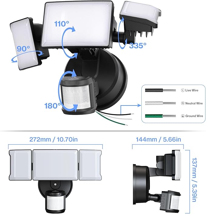Olafus 65W Smart LED Flood Light Outdoor with Motion Sensor, 6500LM, 2700K-6500K WiFi Security Light Works with Alexa/Google, Motion Detector Lights with App Control, IP65 Floodlight Outside (Black)