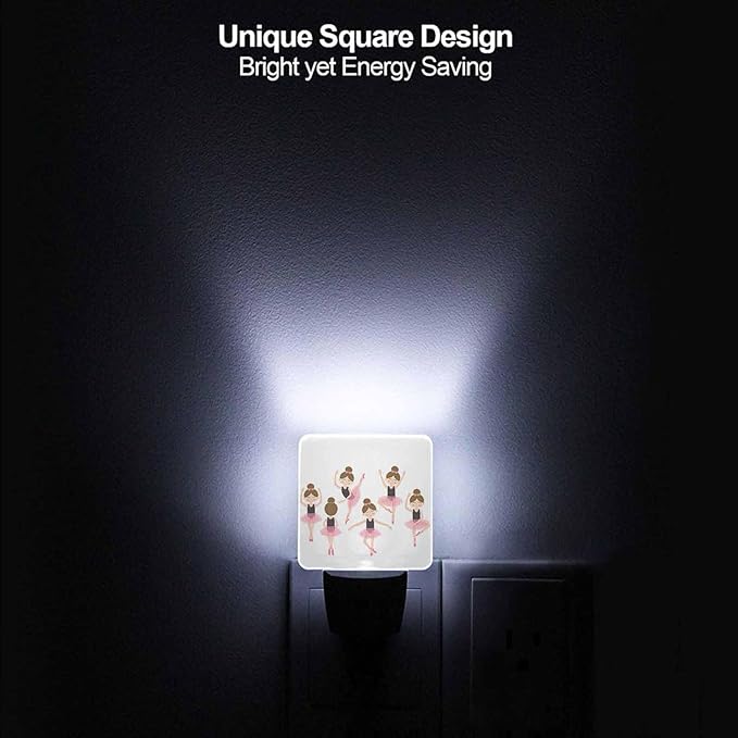 LED Night Light,Cute Ballerina LED Night Light Plug into Wall with Dusk to Dawn Light Sensor White Energy Efficient Nightlight for Bedroom Bathroom Hallway Living Room Kitchen