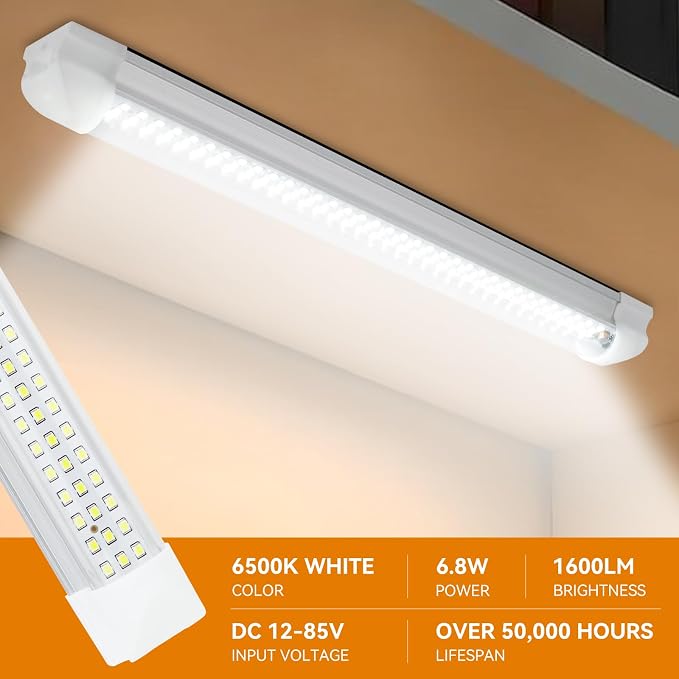RVZONE 12v LED Interior Light Bar | 108LEDs 1600LM 6W DC 12 Volt led Strip Lights Enclosed Trailer Lights Fixture for Camper Truck Van RV Trailer Cargo Cabient Lights Fixture Motorhome Lorry (4Pack)
