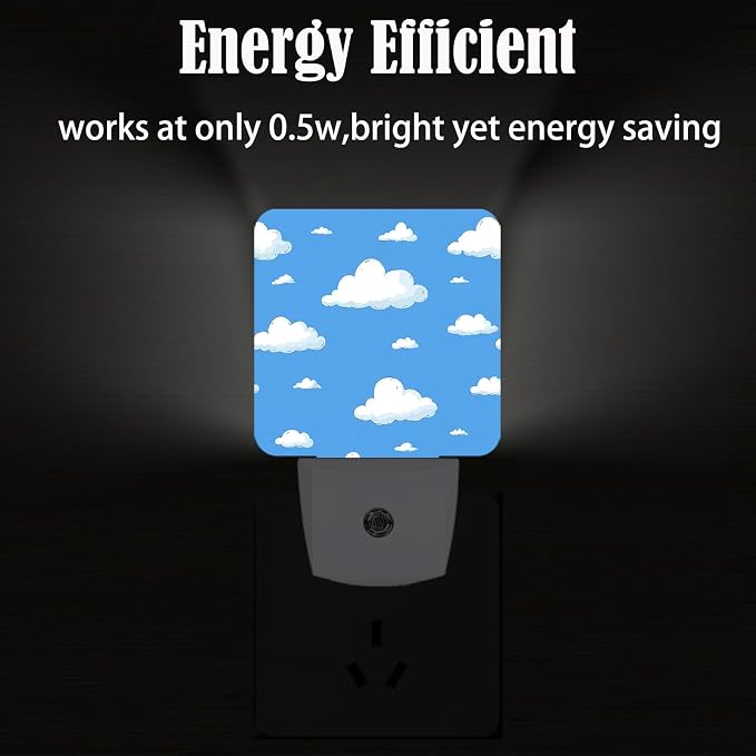 Clouds and Blue Sky Night Light,Plug-in Night Lights with Dusk-to-Dawn Sensor for Stairway,Hallway,Bedroom Sleep Friendly Ideal for Women/Girls/Boys Gift,0.5w