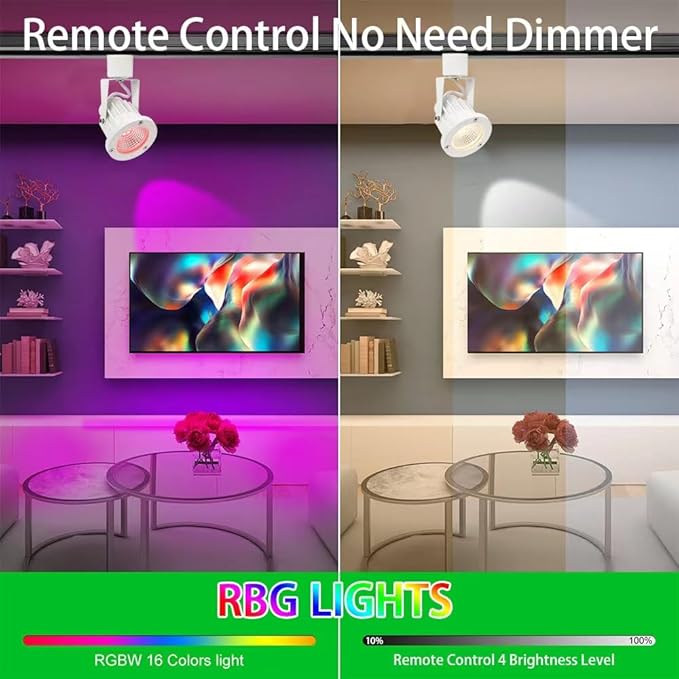 15W RGB LED Track Light Heads,Color Changing Track Lighting Head for Accent,Art,Party,Game Room,RGBW Ceiling Track Spotlight Fixtures Halo Type 8 Pack (White)