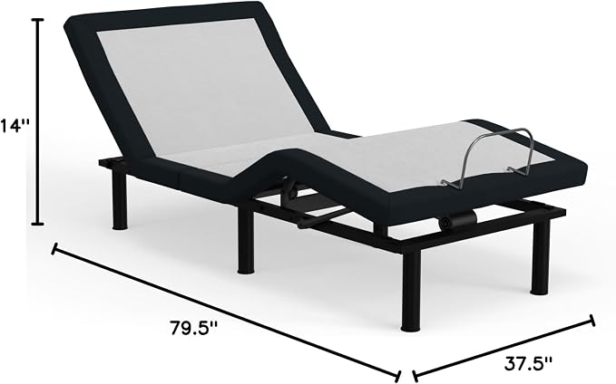 Blissful Nights e4 Twin XL Adjustable Bed Base with Massage, Anti-Snore, Zero Gravity, Dual USB Charging Station, Under Bed Nightlight, Wireless Remote Head and Foot Incline