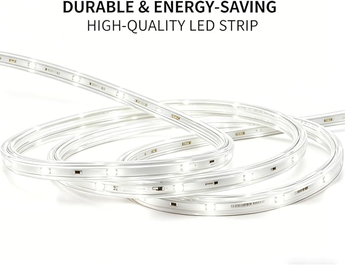 33ft Daylight LED Strip Light Waterproof | Flexible flat design. Connectable. 50,000hr lifespan. Ideal for home, garden, patio, party, Christmas decoration.