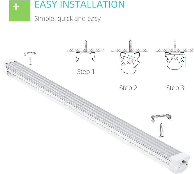 2FT LED Shop Light, 25W 3100lm Super Bright 6500K, Clear Cover, V-Shape, Linkable T8 LED Fixture and Under Cabinet Lights for Workbench, Garage (2 Pack)