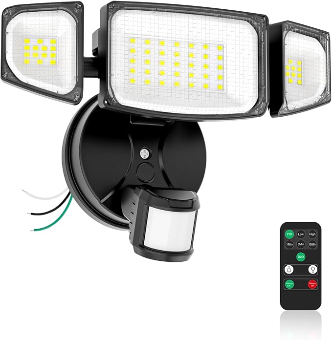 iMaihom 65W Outdoor Motion Sensor Light, Hardwired LED Security Flood Light | 6500LM, 6500K, Remote Control, Dusk to Dawn Mode, Dimming, IP65 Waterproof Floodlight for Garage, Driveway, Porch, 1 Pack
