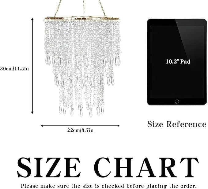 Sparkling Iridescent Beaded Chandeliers 8.6 inches Diameter for Wedding Centerpiece Living Room Bedroom Event Party Gold