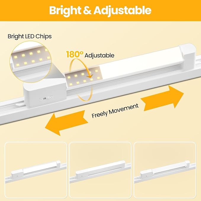 5 Color Linear H Track Lighting Heads Dimmable, White 25W 3 Pack | H Type Track Light Heads, LED Track Lighting Fixtures Ceiling Spotlight, H Style Track Heads for H Track Lighting Rails
