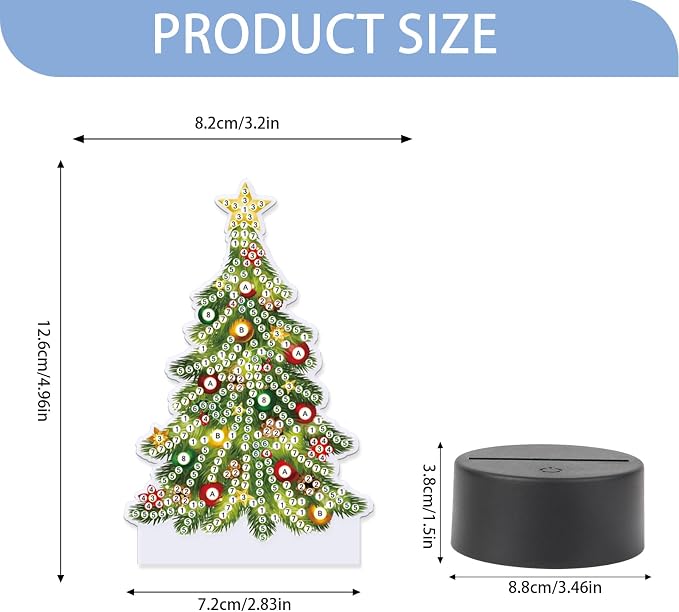 JISHSHAY Christmas Diamond Painting Night Light Diamond Art Table Lamps Gem Art LED Lights Gem Painting Desk Lamp Mosaic Kits for Adults DIY Kits for Adults Paint by Numbers Christmas Tree