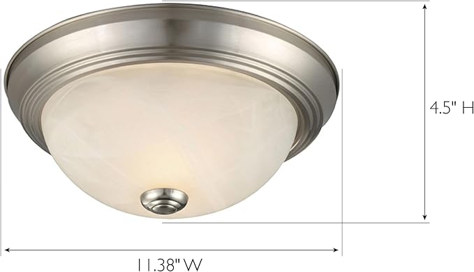 Design House Ceiling Light, Flush Mount, Dimmable, Uses (2) 60W Bulbs, Satin Nickel, 11.25 in D x 4.75 in H, 2-Pack Includes Two Ceiling Lights, 587527 | Dimmable, Ceiling Mount, Traditional, Steel, 2-Pack, Lighting, 587527