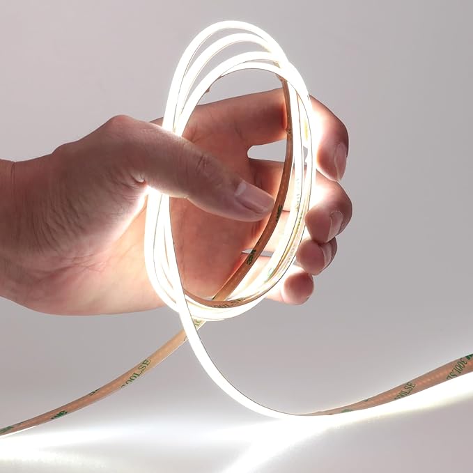 49.2ft/15M DC 24V COB LED Strip Light Cool White 6000K 5760LEDs CRI 93+ 11000lm Uniform Glow IP20 Not Waterproof Flexible LED Tape Lights for DIY Cabinet Bedroom Home Decor(No Power Supply)