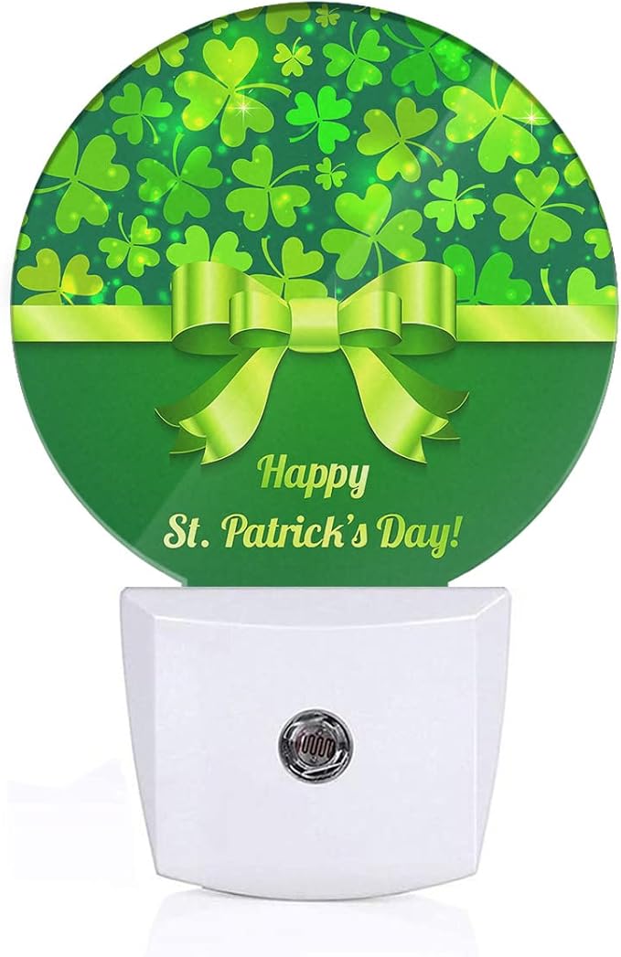 EKOBLA Shamrock Night Light, Four-Leaf Clover Night Lights Plug Into Wall with Auto Sensor for St. Patrick's Day