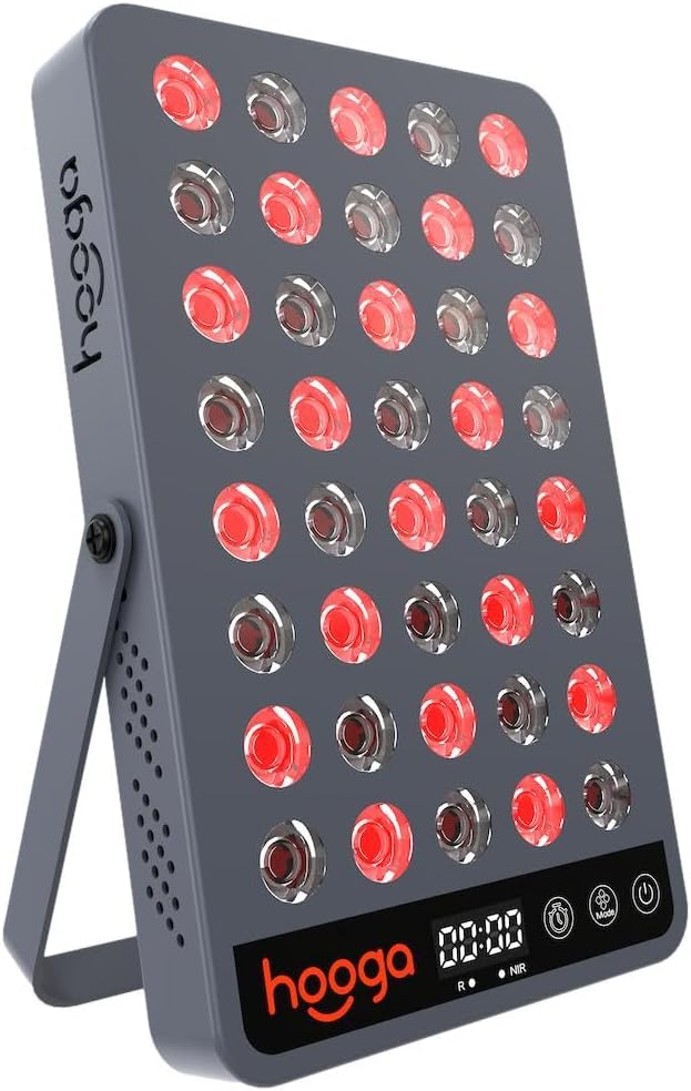 Hooga HG200 Red Light Therapy Panel — 660nm & 850nm Red & Near Infrared LED Light, 40 LEDs Dual Wavelength, Built-in Timer & Adjustable Stand