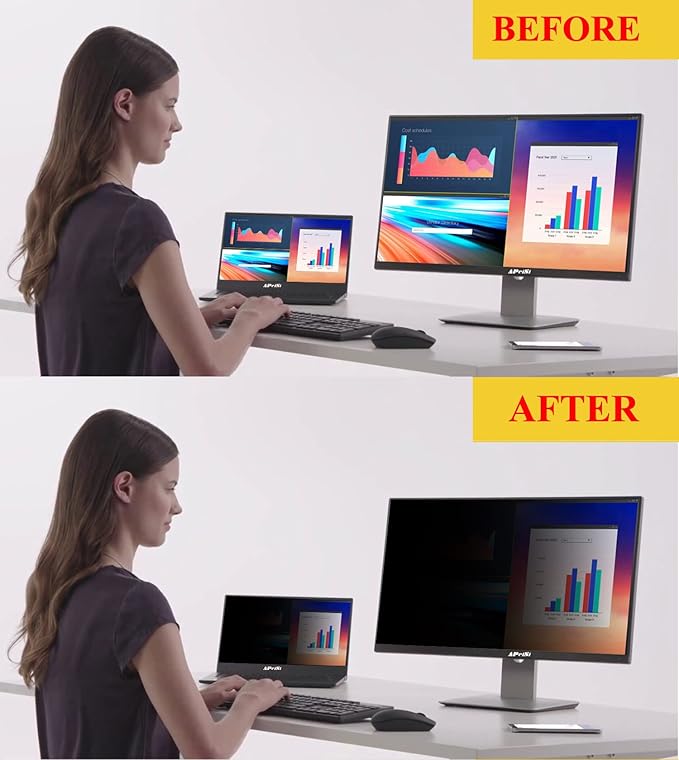 22 Inch Privacy Screen Filter for Widescreen 16:10 Monitor | Privacy Shield | Anti-Glare | Anti-Blue light | Eye Protection | Computer Security Private Filter Protector