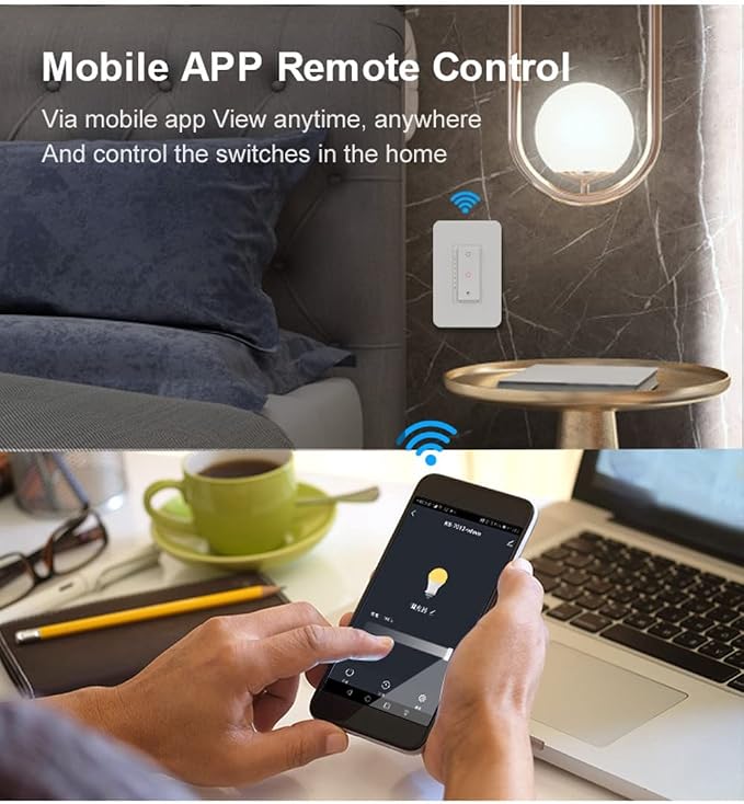 Nexete Smart Dimmer Switch,Single Pole/3-Way,Compatible with Alexa & Google Home,Smart Life App, Voice Control, Schedule,2.4 GHz Wi-Fi, Neutral Wire Required, ETL Certified(Dimmer)