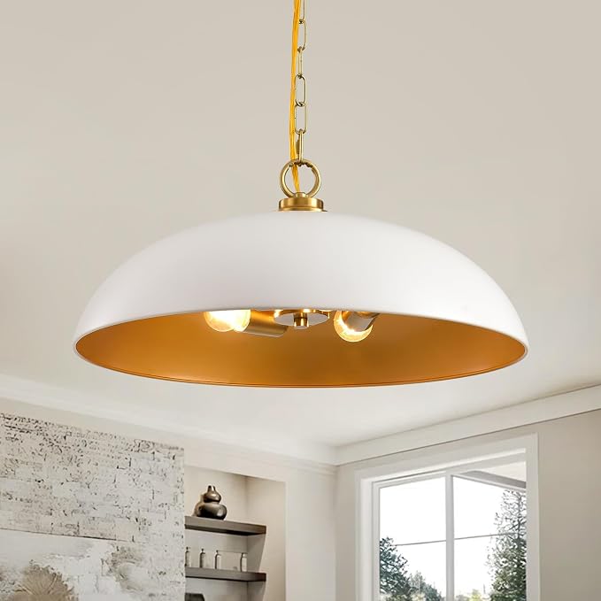 20in Dome Pendant Light 3-Light for Kitchen Island Over Table | Industrial Large Oversized Pendant Lighting Fixture Chandelier Ceiling Hanging Lamp for Kitchen Island Dining Room Over Table