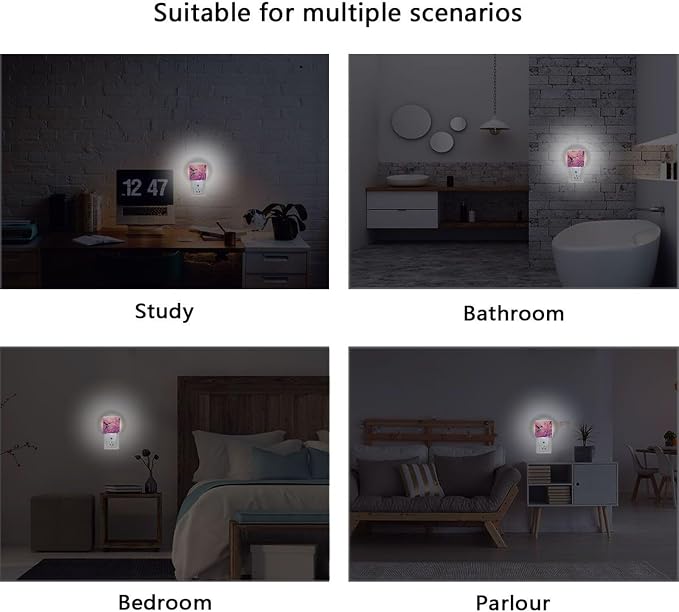 Hummingbird Pink Cherry Night Light Dusk to Dawn Sensor LED Night Dimmable Nightlight Lights Plug into Wall for Living Room
