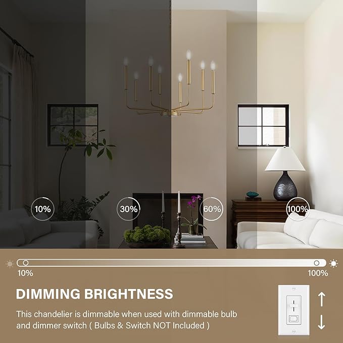 Modern Gold Chandelier for Dining Room,Metal 8-Light Kitchen Light Fixtures, Farmhouse Candle Hanging Pendant Light for Living Room Entryway Foyer Bedroom (Bulbs Not Included)