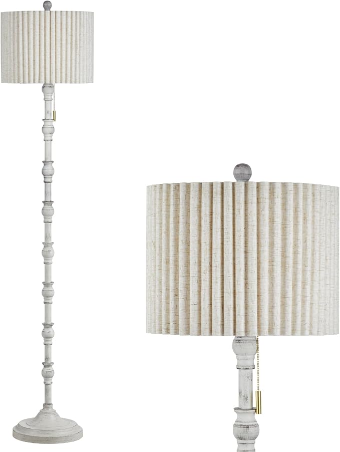 63.5'' Floor Lamps for Living Room, Farmhouse Floor Lamp for Bedroom with 3 Color Temperatures, Vintage Standing Lamps for Living Room, Living Room Light, Chain Switch, Bulb Included, White