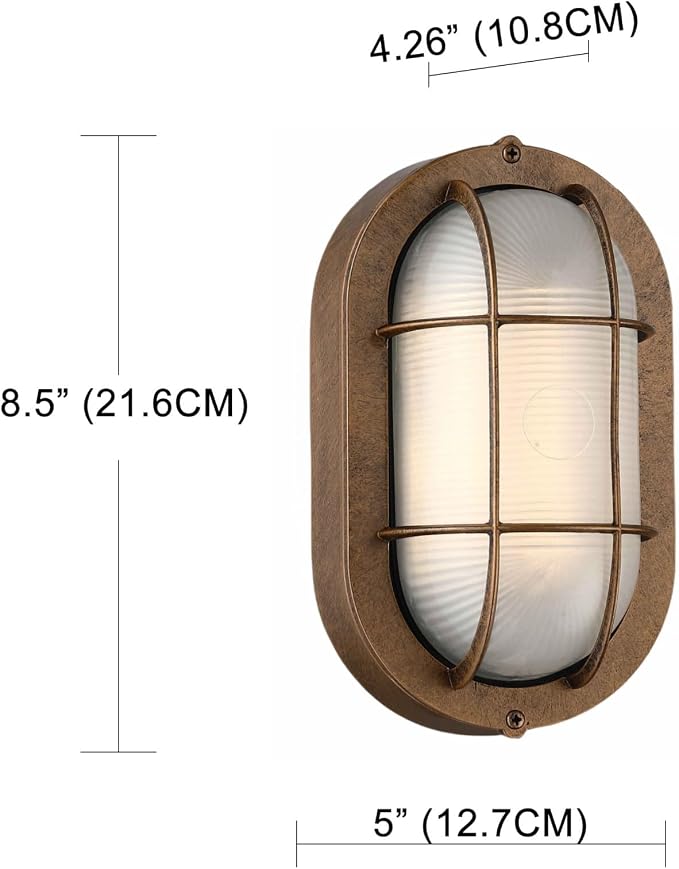 WISBEAM 2 Pack LED Bulkhead Light Bronze, Outdoor LED Wall Light for House, Dimmable, 6W Replace 60W, 450 Lumen 3000K Daylight White 80CRI, Waterproof, ETL Rated