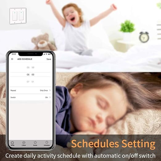 Smart Light Switch, Compatible with Alexa, Google Assistant, IFTTT, WiFi Light, Neutral Wire Required, Schedule Setting APP Remote Control, ETL, No Hub Required (2 Gang Smart Switch)